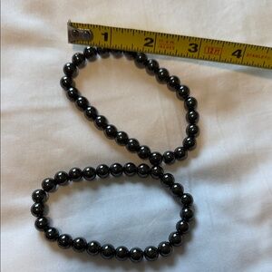 Black Beaded magnetic Stretch Bracelets